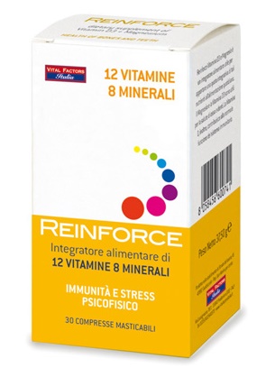 REINFORCE 12 VITAMINE + 8 MINERALI 30 COMPRESSE MASTICABILI - Farmasanitas 