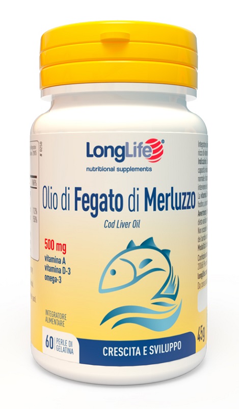 LONGLIFE OLIO FEGATO MERLUZZO 500 MG 60 PERLE IN GELATINA - Farmasanitas 