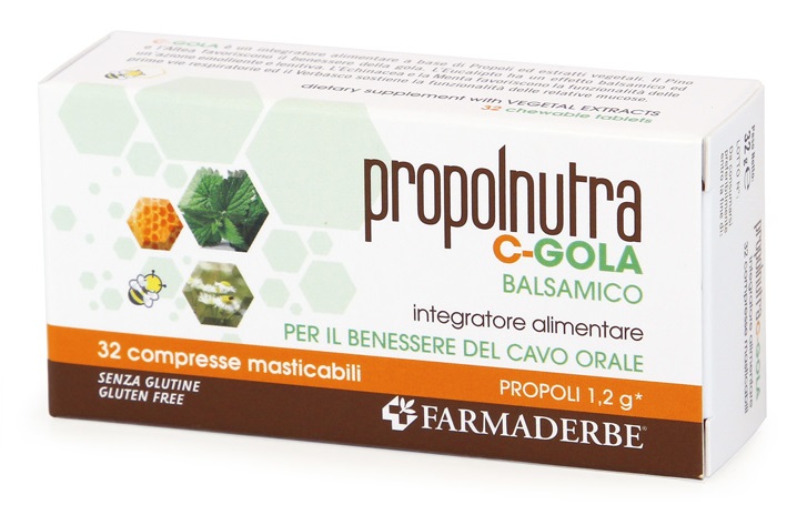 PROPOLNUTRA C GOLA BALSAMICO 32 COMPRESSE MASTICABILI - Farmasanitas 