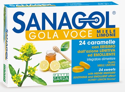 SANAGOL GOLA VOCE MIELE LIMONE 24 CARAMELLE - Farmasanitas 