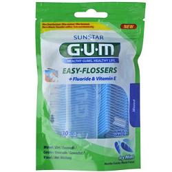 GUM EASY FLOSSERS FILO INTERDENTALE CON FORCELLA 30 PEZZI - Farmasanitas 