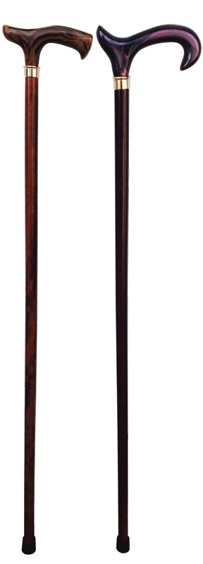 BASTONE LEGNO UOMO IMPUGNATURA FISIOLOGICA MARMORIZZATO LEGNO SCURO - Farmasanitas 