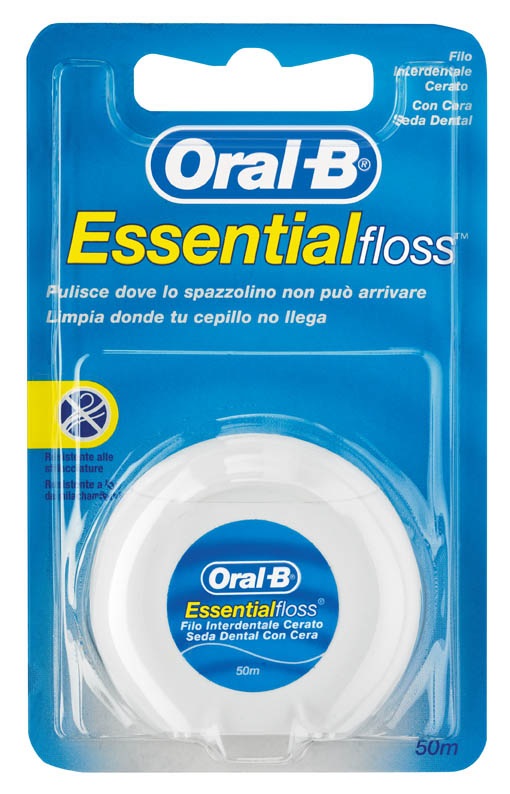 ORALB ESSENTIALFLOSS FILO INTERDENTALE CERATO 50 METRI GUSTO MENTA - Farmasanitas 