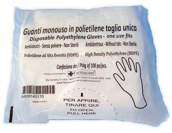 GUANTO MONOUSO IN PVC MISURA UNICA 100 PEZZI - Farmasanitas 