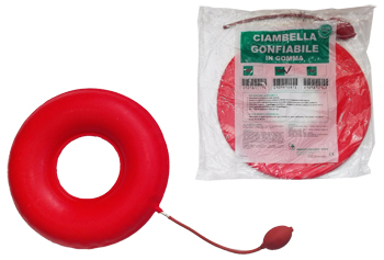 CIAMBELLA GONFIABILE PER INVALIDI IN GOMMA ROSSA TEAM DELUXE CON POMPA 43CM DIAMETRO - Farmasanitas 