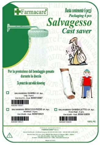 SALVAGESSO PER GAMBALETTO UTILE PER LA PROTEZIONE DEL GESSO DURANTE LA DOCCIA 6 PEZZI - Farmasanitas 