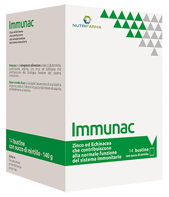 IMMUNAC 14 BUSTINE 10 G CON SUCCO DI MIRTILLO - Farmasanitas 