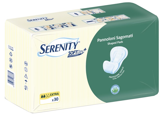 PANNOLONE PER INCONTINENZA SAGOMATO SERENITY SOFTDRY+ ALOE EXTRA 30 PEZZI - Farmasanitas 