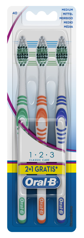 ORALB 123 CLASSIC CARE SPAZZOLINO MANUALE 3 PEZZI - Farmasanitas 