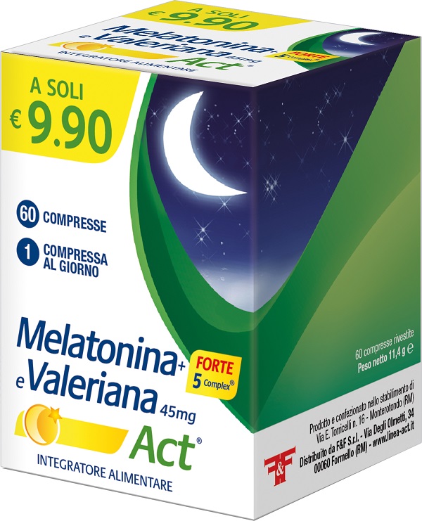 MELATONINA+FORTE 5 COMPLEX E VALERIANA ACT 60 COMPRESSE - Farmasanitas 