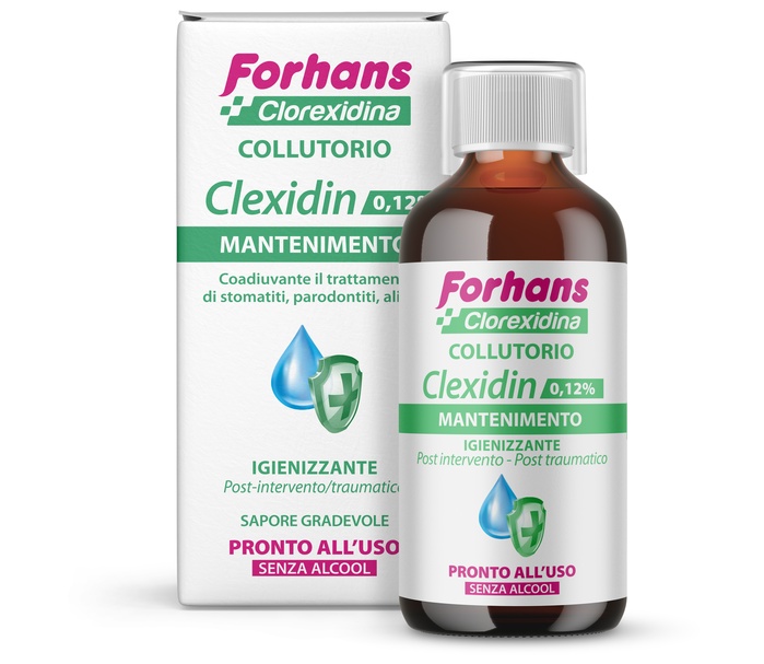 FORHANS COLLUTORIO CON CLOREXIDINA 0,12 CLEXIDIN SENZA ALCOOL 200 ML - Farmasanitas 