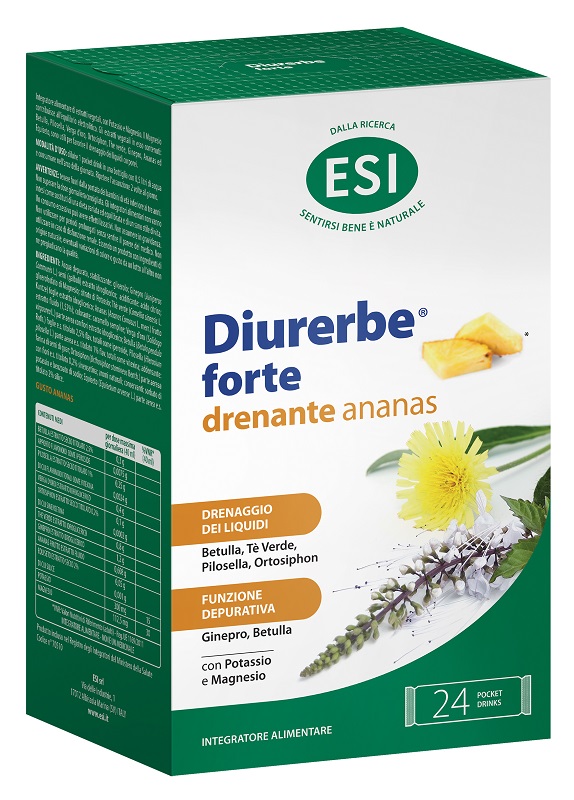 ESI DIURERBE FORTE DRENANTE ANANAS 24 POCKET DRINK DA 20 ML - Farmasanitas 