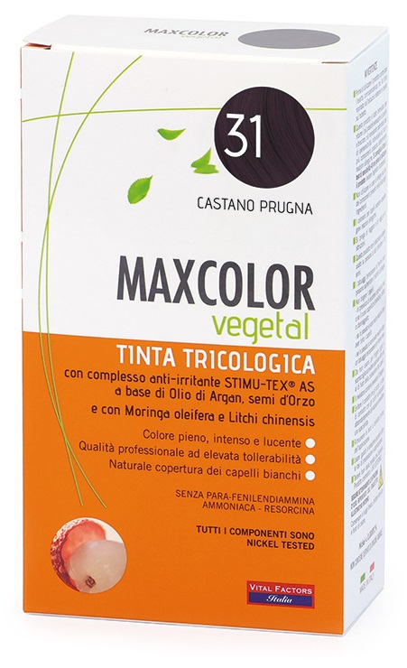 MAXCOLOR VEGETAL TINTA TRICOLOGICA 31 CASTANO PRUGNA 140 ML - Farmasanitas 