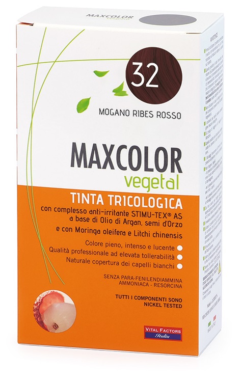 MAXCOLOR VEGETAL TINTA TRICOLOGICA 32 MOGANO RIBES ROSSO 140 ML - Farmasanitas 