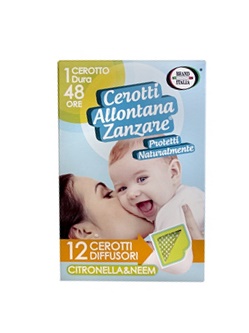 CEROTTI DIFFUSORI CITRONELLA & NEEM 12 PEZZI - Farmasanitas 