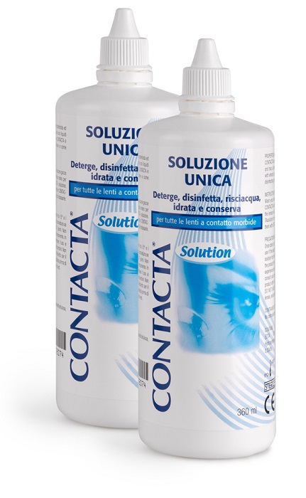 SOLUZIONE PER LENTI A CONTATTO CONTACTA 2 PEZZI 360 ML - Farmasanitas 