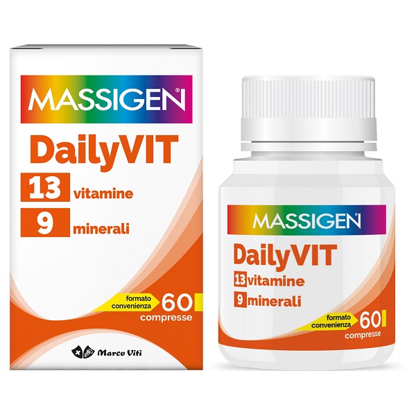 MASSIGEN DAILYVIT 12 VITAMINE 11 MINERALI 60 COMPRESSE RIVESTITE - Farmasanitas 