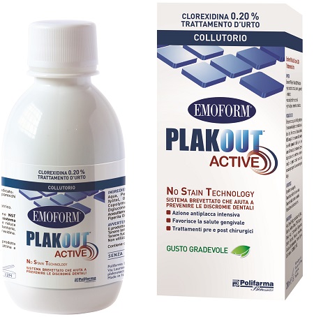 EMOFORM PLAK OUT ACTIVE CLOREXIDINA 0,20% COLLUTORIO 200 ML - Farmasanitas 