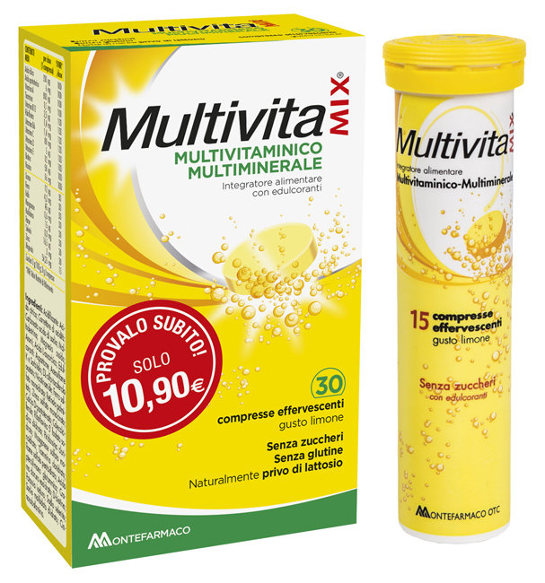 MULTIVITAMIX SENZA ZUCCHERO 30 COMPRESSE EFFERVESCENTI - Farmasanitas 