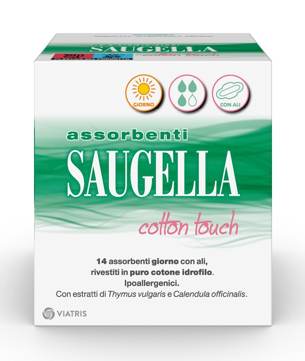 SAUGELLA COTTON TOUCH ASSORBENTI GIORNO CON ALI 14 PEZZI - Farmasanitas 
