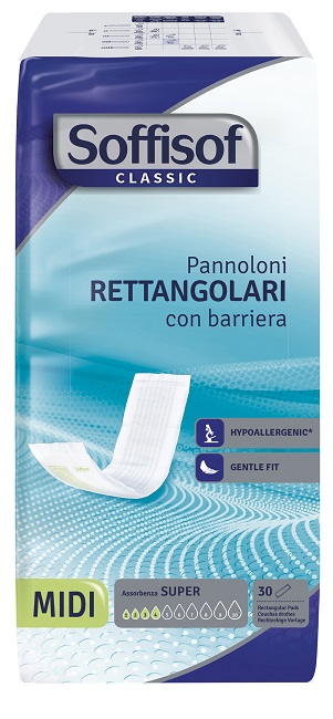SOFFISOF CLASSIC PANNOLONE RETTENGOLARE CON BARRIERA 30 PEZZI - Farmasanitas 