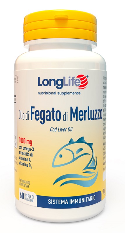 LONGLIFE OLIO FEGATO MERLUZZO 1000 MG 60 PERLE IN GELATINA - Farmasanitas 
