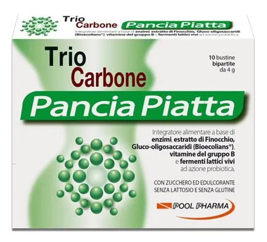 TRIOCARBONE PANCIA PIATTA 10 BUSTINE BIPARTITE 4 G - Farmasanitas 