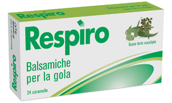 CARAMELLE BALSAMICHE PER LA GOLA RESPIRO GUSTO FORTE EUCALIPTO 24 PEZZI - Farmasanitas 