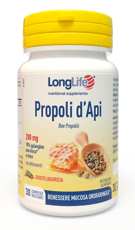 LONGLIFE PROPOLI D'API 30 COMPRESSE MASTICABILI - Farmasanitas 