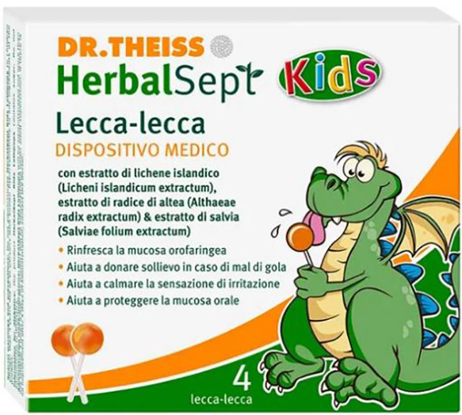 THEISS HERBALSEPT KIDS LOLLIPOPS 4 PEZZI - Farmasanitas 