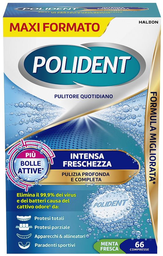 POLIDENT INTENSA FRESCHEZZA PULITORE QUOTIDIANO 66 COMPRESSE - Farmasanitas 