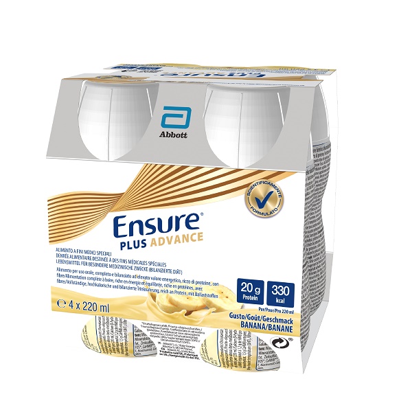 ENSURE PLUS ADVANCE BANANA 4 BOTTIGLIE DA 220 ML - Farmasanitas 