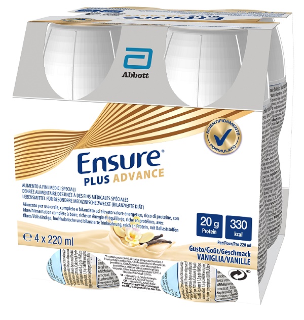 ENSURE PLUS ADVANCE VANIGLIA 4 BOTTIGLIE DA 220 ML - Farmasanitas 