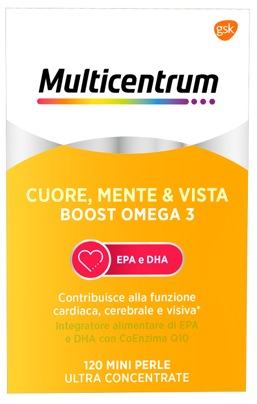 MULTICENTRUM CUORE MENTE E VISTA BOOST OMEGA 3 120 MINI PERLE - Farmasanitas 