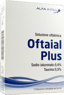 SOLUZIONE OFTALMICA OFTAIAL PLUS ACIDO IALURONICO 0,4% E TAURINA 15 FLACONCINI RICHIUDIBILI DA 0,6 ML - Farmasanitas 