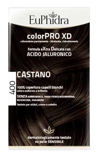 EUPHIDRA COLORPRO XD 400 CASTANO GEL COLORANTE CAPELLI IN FLACONE + ATTIVANTE + BALSAMO + GUANTI - Farmasanitas 