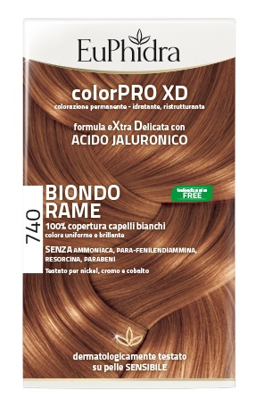 EUPHIDRA COLORPRO XD 740 BIONDO RAME GEL COLORANTE CAPELLI IN FLACONE + ATTIVANTE + BALSAMO + GUANTI - Farmasanitas 