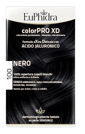 EUPHIDRA COLORPRO XD 100 NERO GEL COLORANTE CAPELLI IN FLACONE + ATTIVANTE + BALSAMO + GUANTI - Farmasanitas 