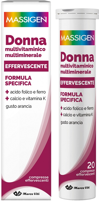 MASSIGEN DONNA MULTIVITAMINICO E MULTIMINERALE EFFERVESCENTE 20 COMPRESSE - Farmasanitas 