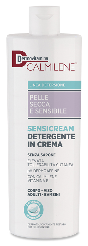 DERMOVITAMINA CALMILENE SENSICREAM DETERGENTE IN CREMA SENZA SAPONE PER PELLE SECCA E SENSIBILE 500 ML - Farmasanitas 