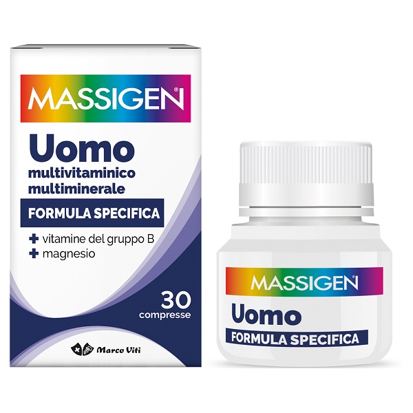MASSIGEN UOMO MULTIVITAMINICO E MULTIMINERALE 30 COMPRESSE RIVESTITE - Farmasanitas 