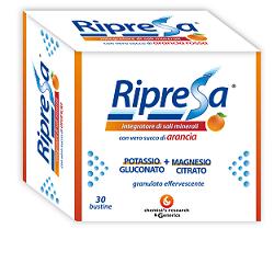RIPRESA 30BUST 10G INTEGRATORE ALIMENTARE DI MAGNESIO E POTASSIO BUSTINE EFFERVESCENTI UTILE NEGLI STATI DI STANCHEZZA - Farmasanitas 