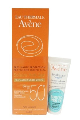 AVENE SOLARE KIT CREMA ANTI ETA SPF 50+ 50 ML + HYDRANCE EMULSIONE LEGGERA 15 ML - Farmasanitas 