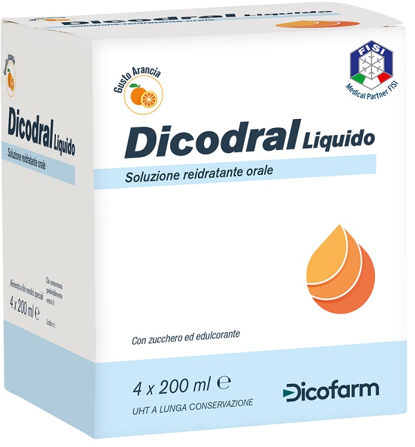DICODRAL LIQUIDO SOLUZIONE REIDRATANTE ORALE 4 X 200 ML - Farmasanitas 
