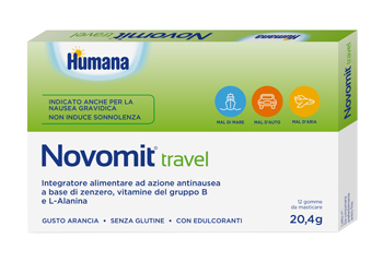 NOVOMIT TRAVEL 12 GOMME DA MASTICARE GUSTO ARANCIA - Farmasanitas 