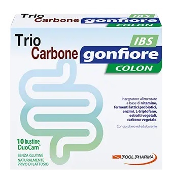 TRIOCARBONE GONFIORE IBS 10 BUSTE DUOCAM DA 2 G + 1,5 G - Farmasanitas 