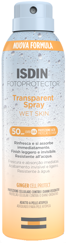 FOTOPROTECTOR TRANSPARENT WET SKIN SPRAY 50+ 250 ML - Farmasanitas 