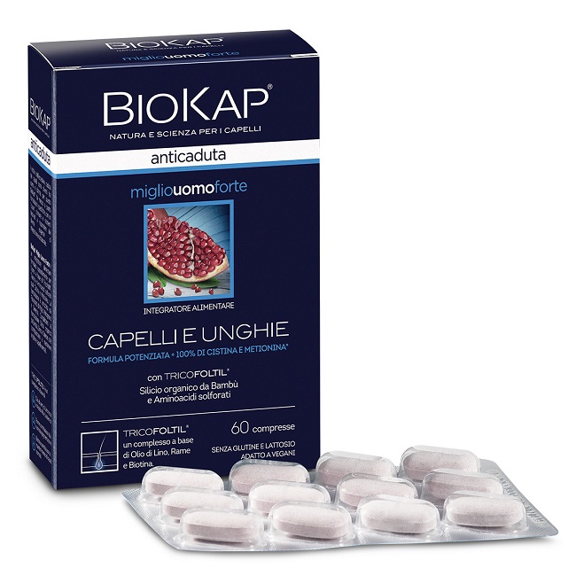 BIOKAP ANTICADUTA MIGLIO UOMO FORTE CON TRICOFOLTIL 60 COMPRESSE - Farmasanitas 