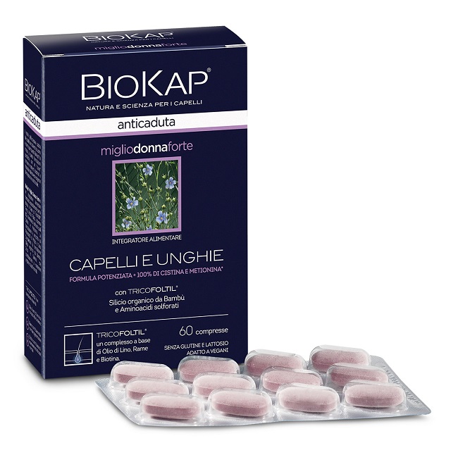 BIOKAP ANTICADUTA MIGLIO DONNA FORTE CON TRICOFOLTIL 60 COMPRESSE - Farmasanitas 