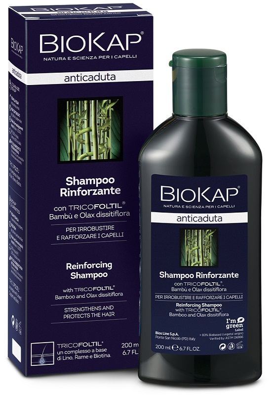 BIOKAP SHAMPOO RINFORZANTE ANTICADUTA CON TRICOFOLTIL NUOVA FORMULA 200 ML - Farmasanitas 